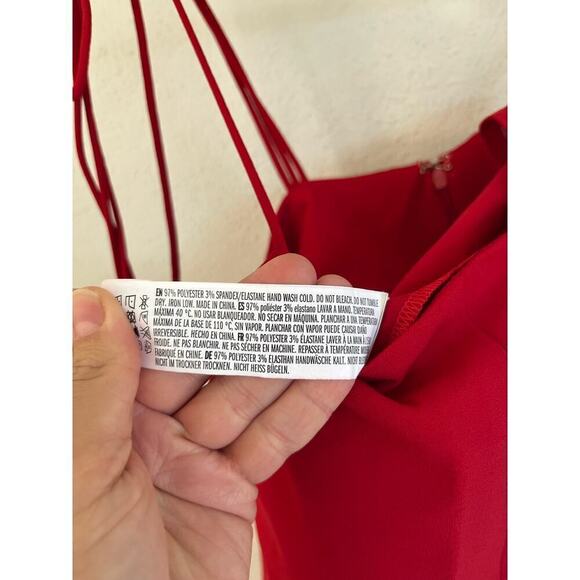 Grey Lab Red Spaghetti Strap Jumpsuit With Side Ties & Back Zipper Small - Picture 7 of 9